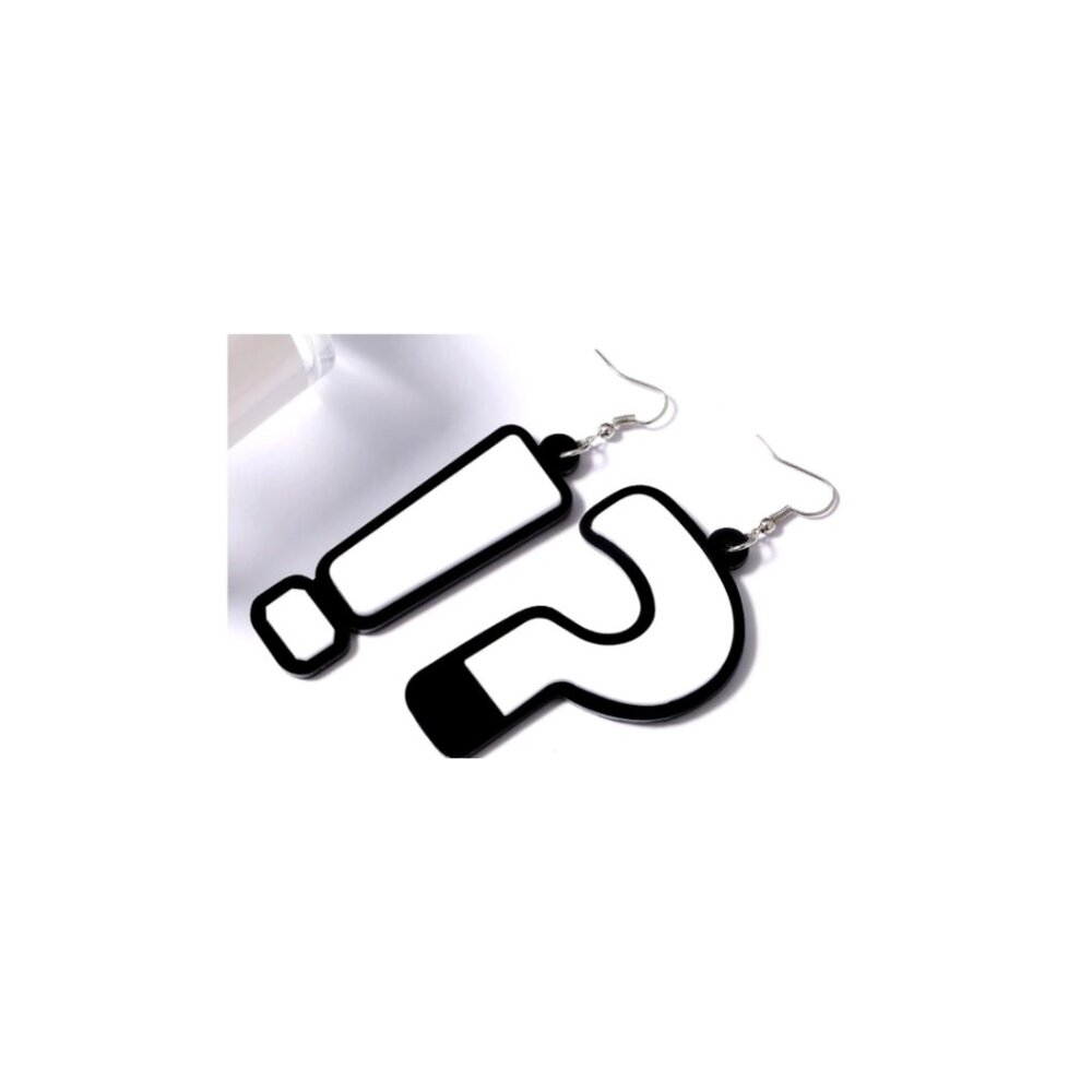 Question Mark Mismatched Earrings  Black and White/one-size